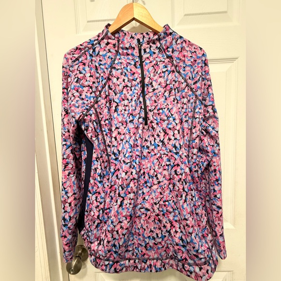 Talbots Sweaters - T by Talbots Women's Top Activewear Running Workout, 1/4 Zip, Floral Pink size X